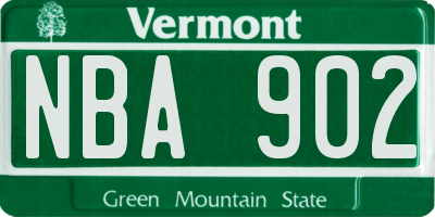 VT license plate NBA902