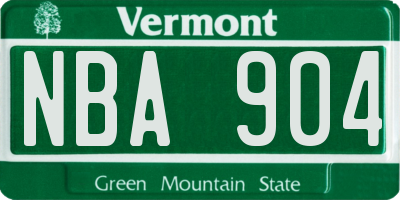 VT license plate NBA904