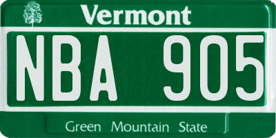 VT license plate NBA905