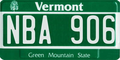 VT license plate NBA906