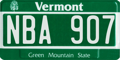 VT license plate NBA907