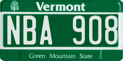 VT license plate NBA908