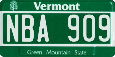 VT license plate NBA909