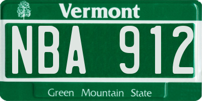VT license plate NBA912