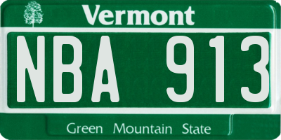 VT license plate NBA913