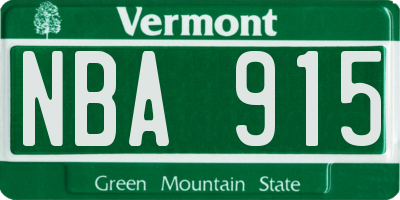 VT license plate NBA915