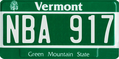 VT license plate NBA917