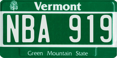 VT license plate NBA919