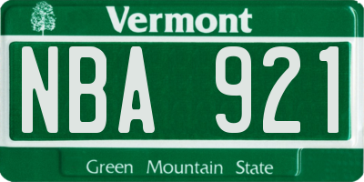 VT license plate NBA921