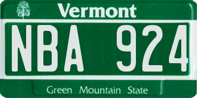 VT license plate NBA924