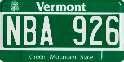 VT license plate NBA926