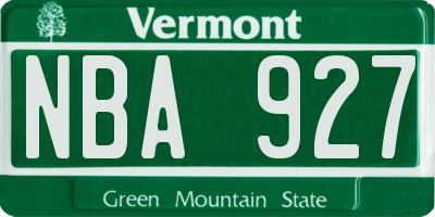 VT license plate NBA927