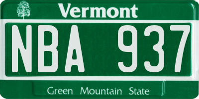 VT license plate NBA937
