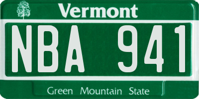 VT license plate NBA941