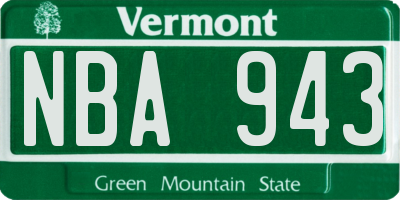 VT license plate NBA943