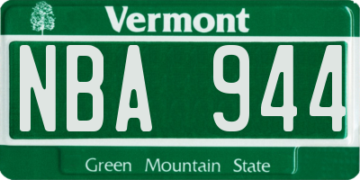 VT license plate NBA944