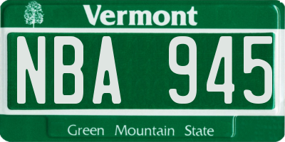 VT license plate NBA945