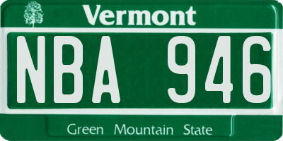 VT license plate NBA946