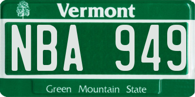 VT license plate NBA949