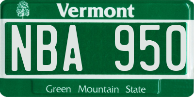 VT license plate NBA950
