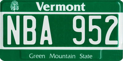 VT license plate NBA952