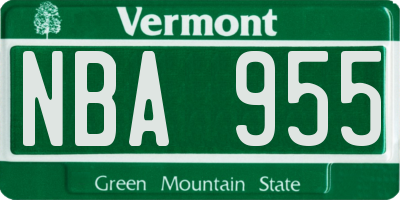 VT license plate NBA955