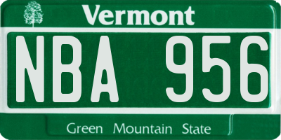 VT license plate NBA956