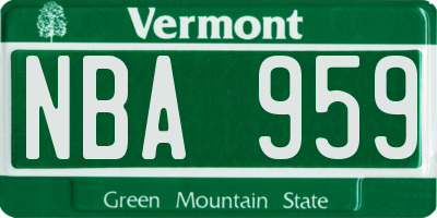 VT license plate NBA959