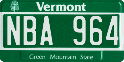 VT license plate NBA964