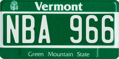 VT license plate NBA966