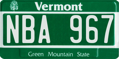 VT license plate NBA967