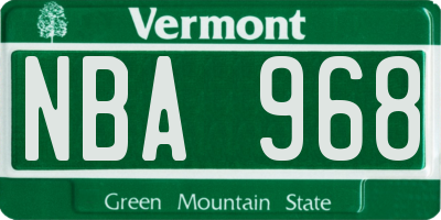 VT license plate NBA968
