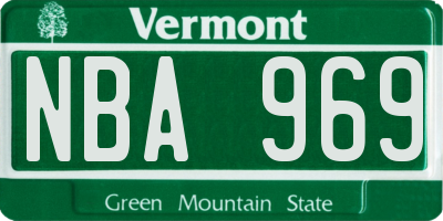 VT license plate NBA969