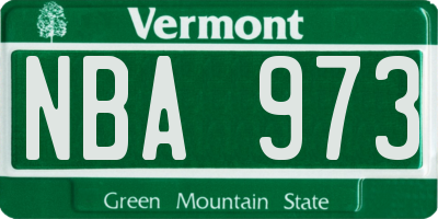 VT license plate NBA973