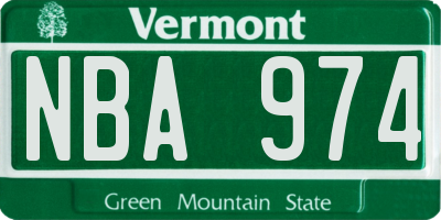 VT license plate NBA974
