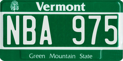 VT license plate NBA975