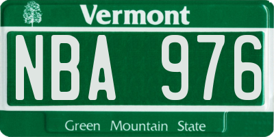 VT license plate NBA976