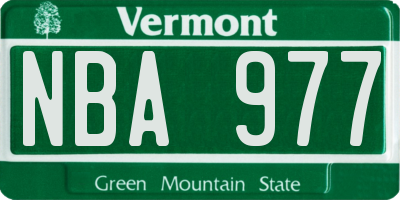 VT license plate NBA977