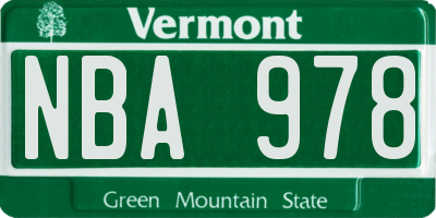 VT license plate NBA978