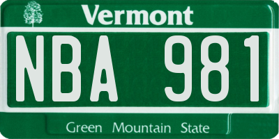 VT license plate NBA981