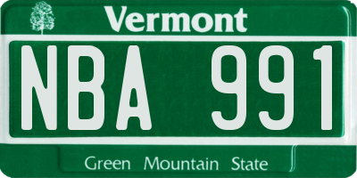 VT license plate NBA991