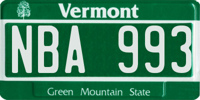VT license plate NBA993