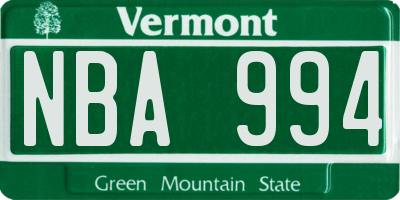 VT license plate NBA994