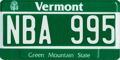 VT license plate NBA995