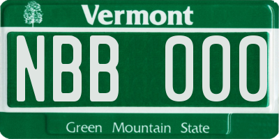 VT license plate NBB000