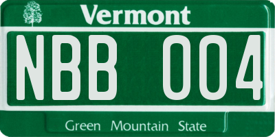 VT license plate NBB004