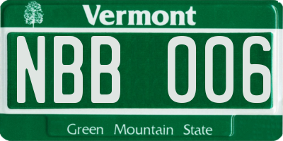 VT license plate NBB006
