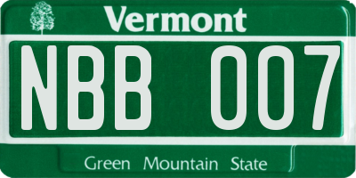 VT license plate NBB007