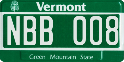 VT license plate NBB008
