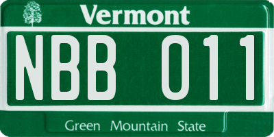 VT license plate NBB011